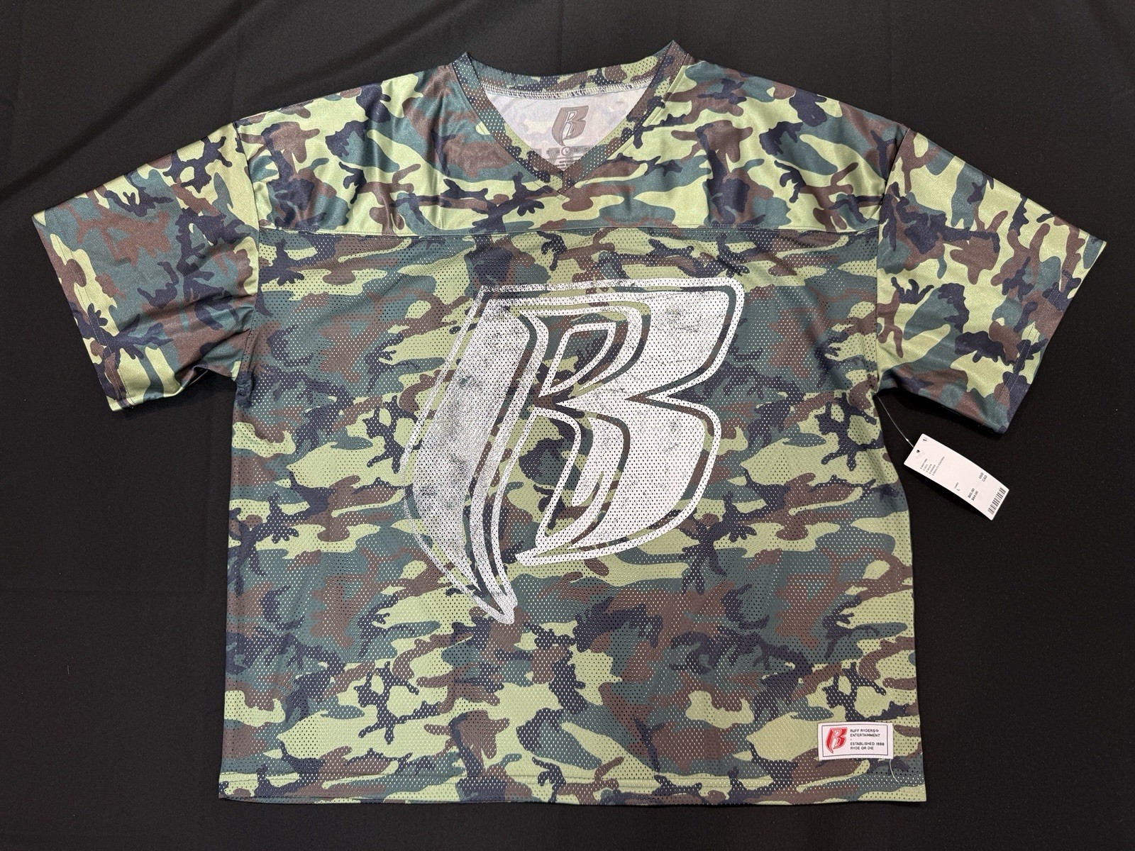Ruff Ryders Mens Official DMX Collab Camo Mesh Football Jersey New Size XL