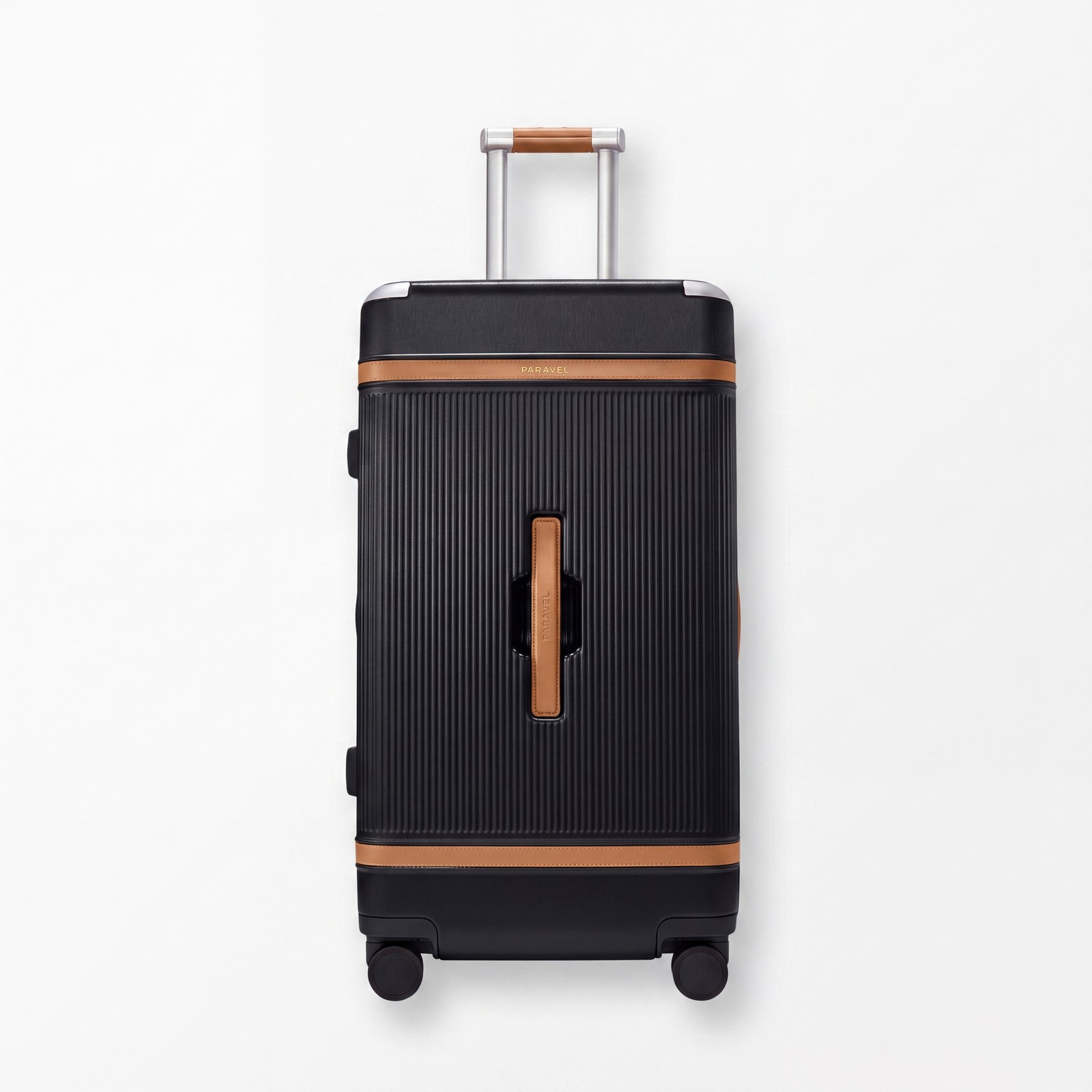 Paravel Aviator Trunk Checked Spinner Suitcase Travel Sandstone Black Paravel Aviator Trunk Checked Spinner Suitcase Travel Sandstone Black