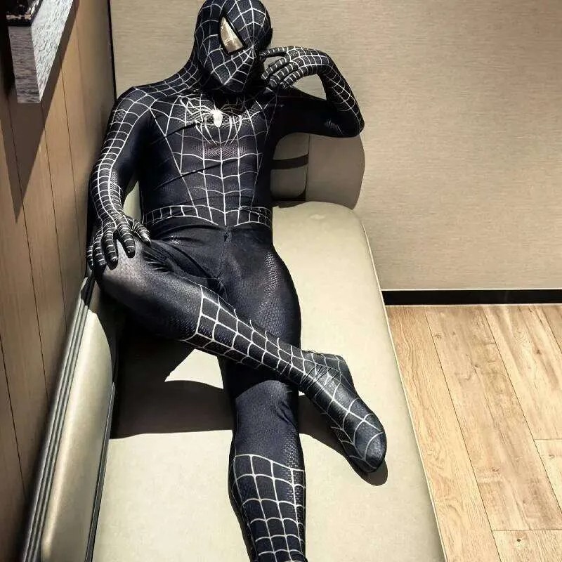 NEW Black Spider Man Jumpsuit Venom Tobey Cosplay Costume Bodysuits Adult/Kids
