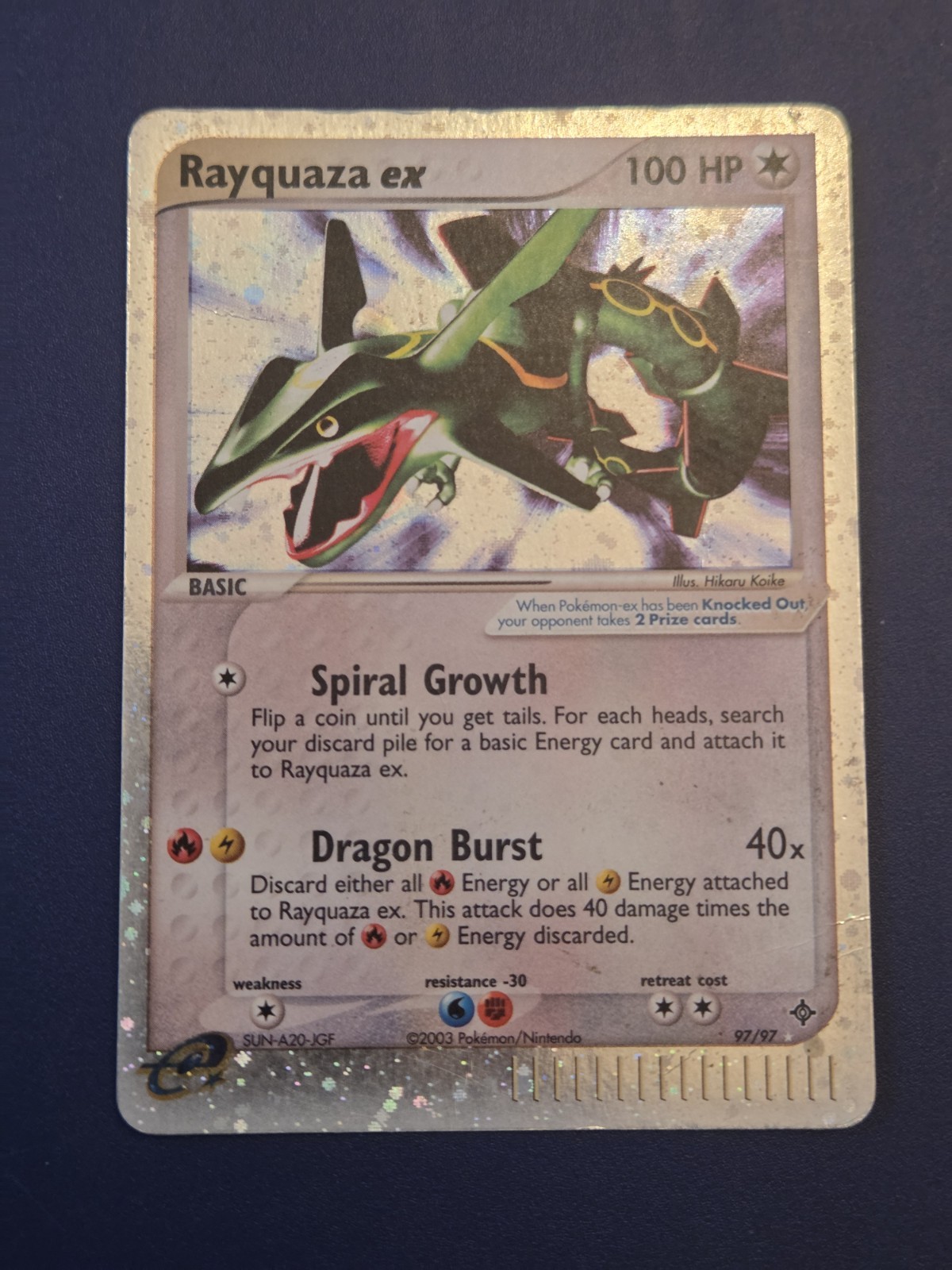 Pokemon TCG Rayquaza ex 97/97 EX Dragon Holo Ultra Rare MP-/HP