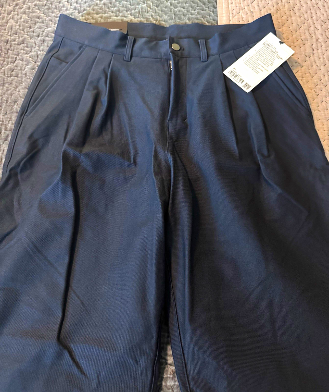 lululemon Utilitech Twill Pleated Relaxed Straight Pants Stretch Navy 34