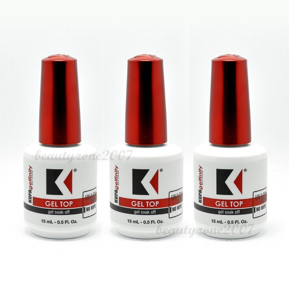 3 Bottles Kupa Gelfinity Gel TOP COAT No Wipe UV/LED Cure Soak Off 0.5oz 3 Bottles Kupa Gelfinity Gel TOP COAT No Wipe UV/LED Cure Soak Off 0.5oz