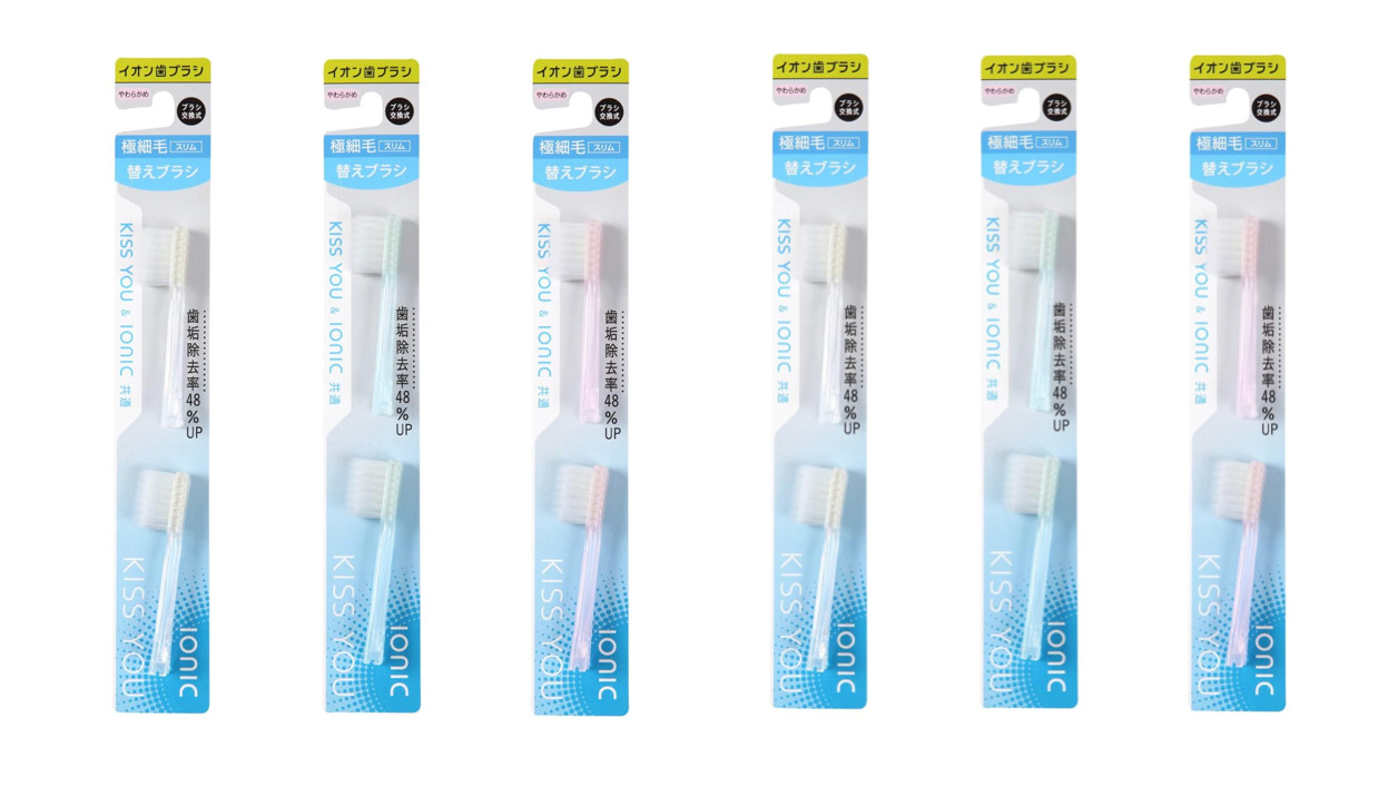 KISS YOU Ionic tooth brush replacement head  [ Soft Superfine Bristles ] ×12 pcs