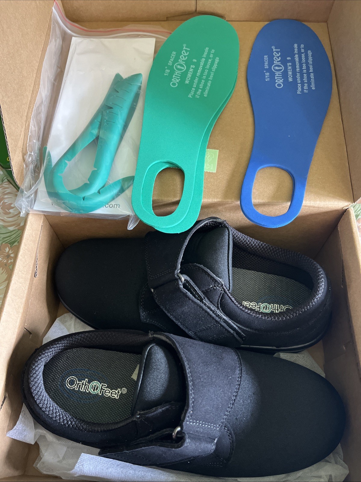 Orthofeet Shoe Wichita Arch Boosters Womens X-Wide 9,  Black 825, New