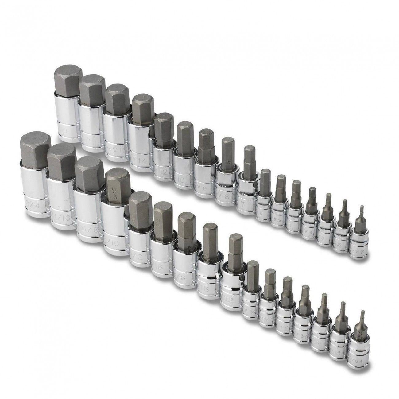 32pc SAE & METRIC Master Hex Bit Socket Set CR-V Automotive Shop Tools