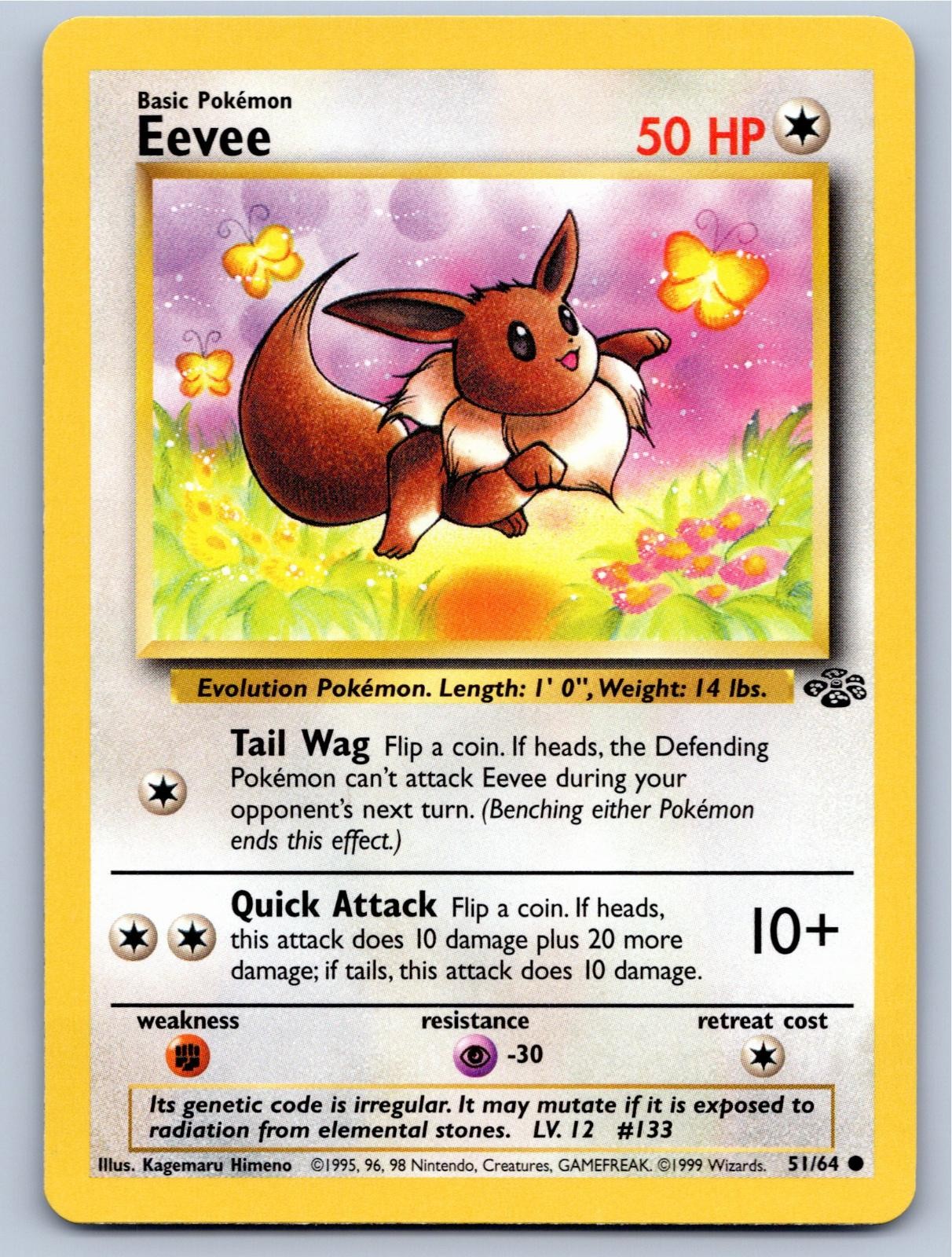 1999 POKEMON JUNGLE EEVEE 51/64 UNLIMITED C NM A97245 FREE S&H