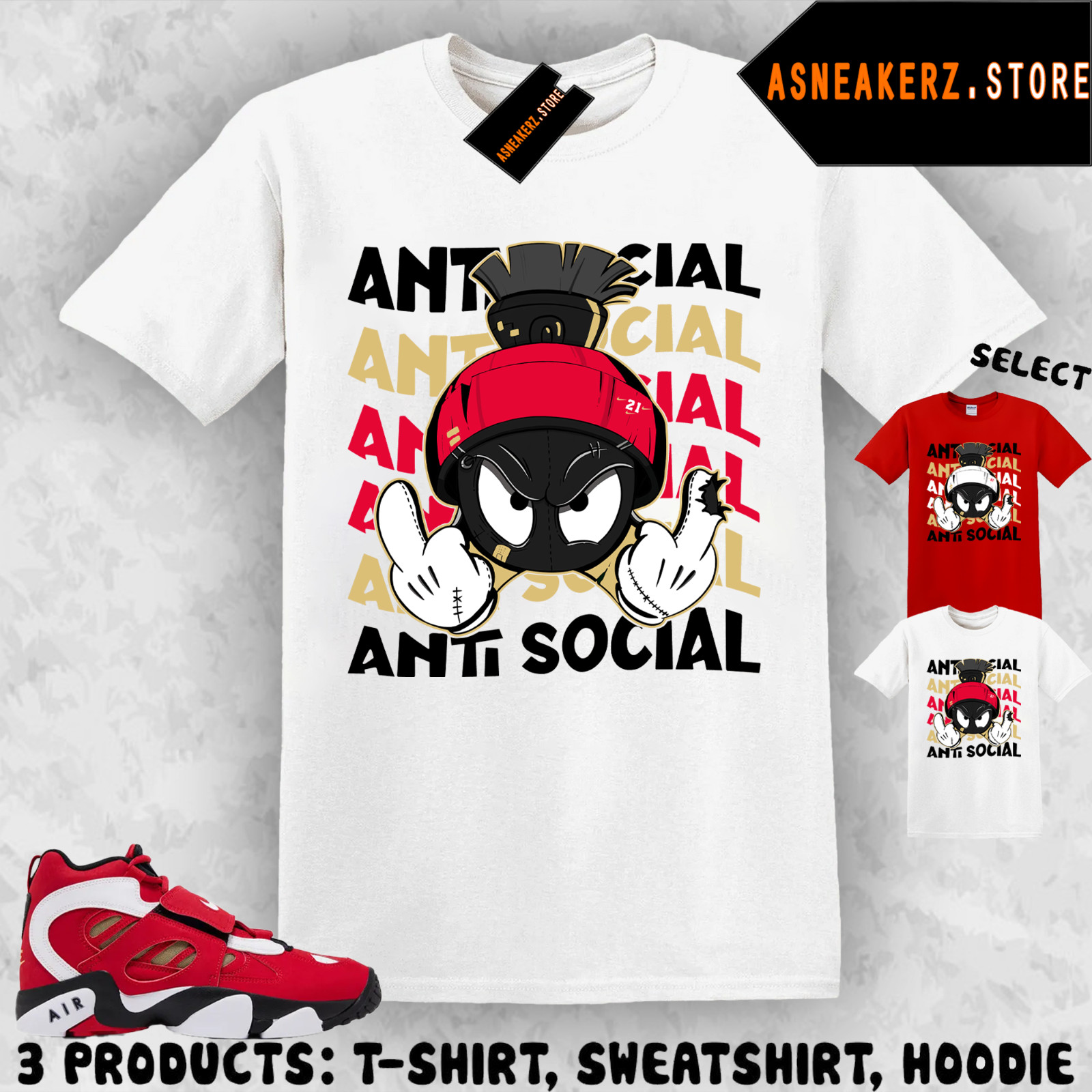 Tee Shirt Matching Air Diamond Turf 2 Fire Red 2026 to Match Anti Social Marvin