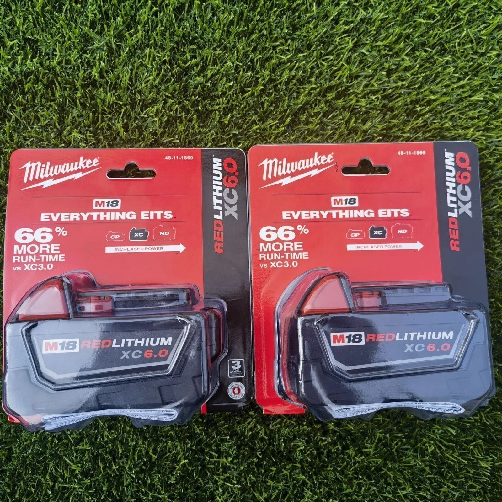 2 PCS 18V Milwaukee 48-11-1860 6.0 AH Batteries M18 XC18 48-11-1860 New In Pack 2 PCS 18V Milwaukee 48-11-1860 6.0 AH Batteries M18 XC18 48-11-1860 New In Pack