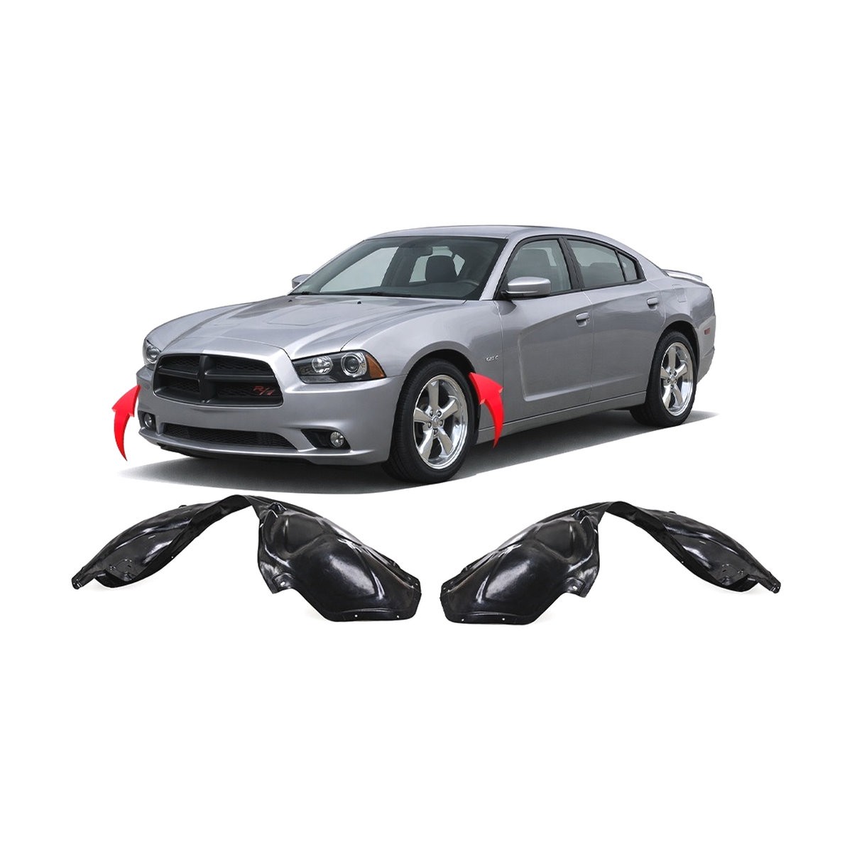 2011-2014 Dodge Charger Set of 2 Fender Liners CH1248154 CH1249154 68083029AC