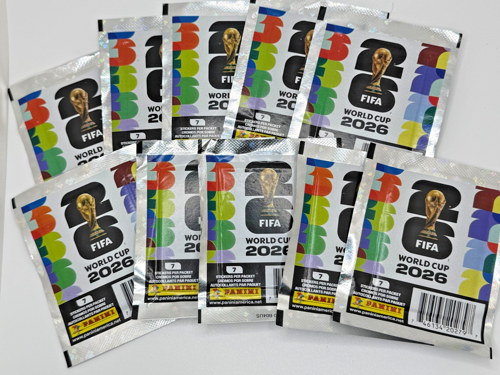 2026 Panini FIFA World Cup Stickers 10 Unopened Packs 70 Stickers