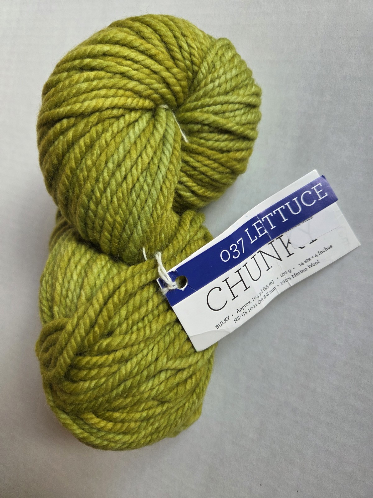 One Malabrigo Chunky • Lettuce 037 • 100% Merino Wool • Bulky • 100g/104yds