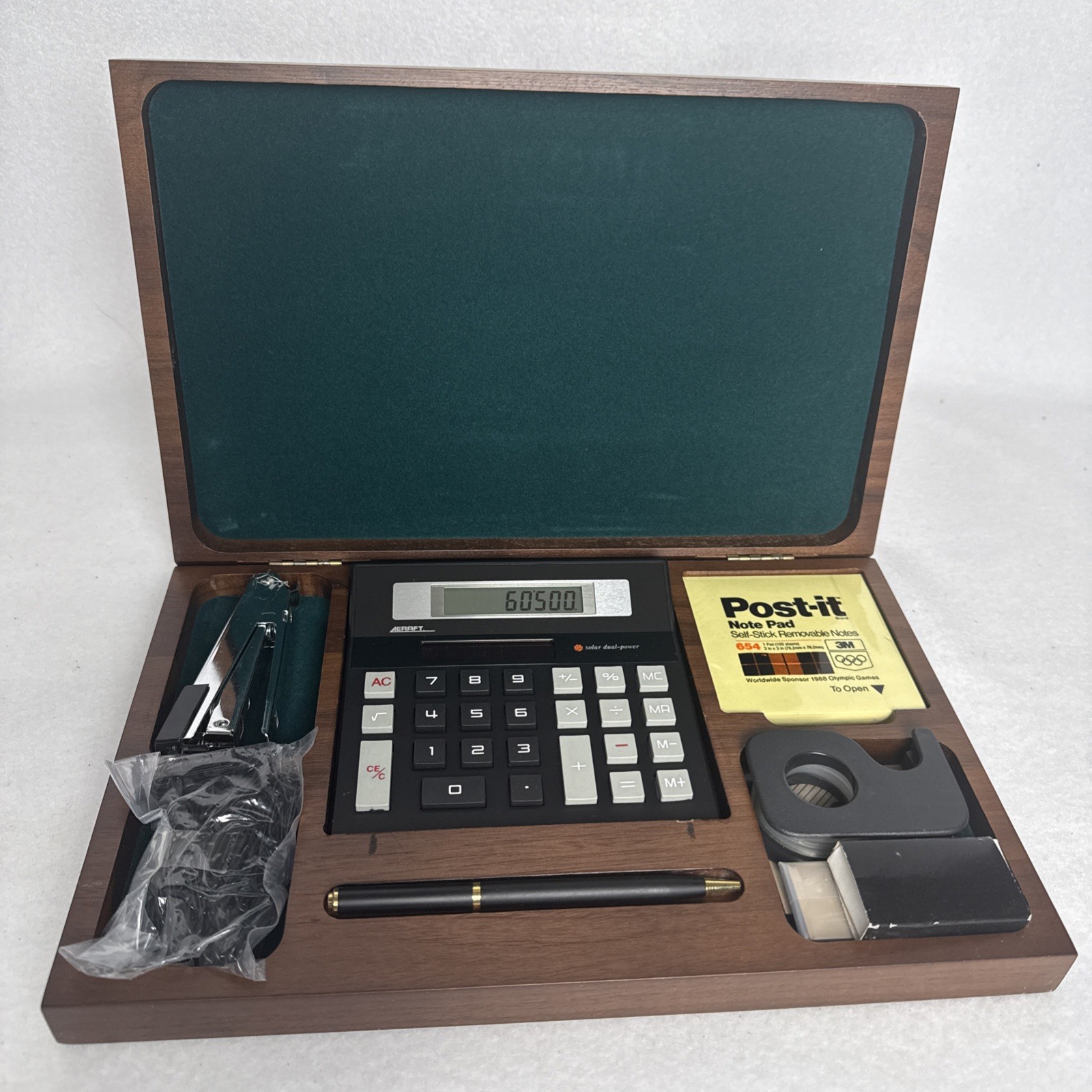 Vintage Westinghouse Walnut Desk Valet Organizer Alcraft Calculator Tested