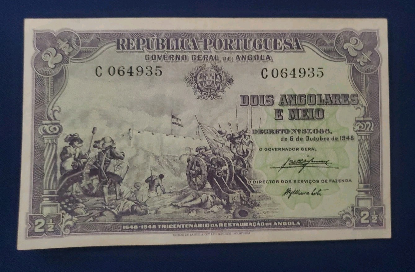 Portugal Angola 1948 2 1/2 Angolares Pick 71 EF+++ to almost UNC