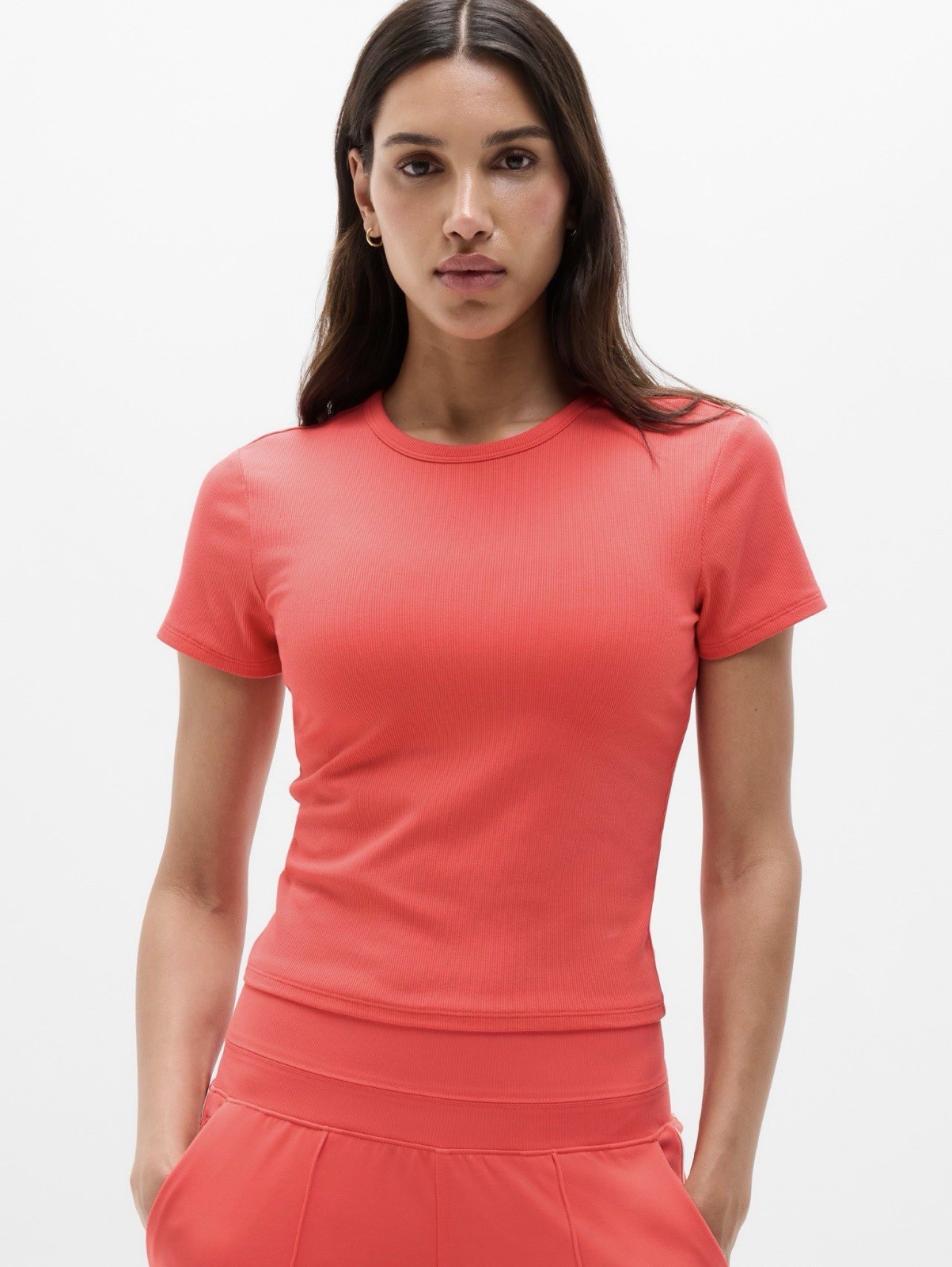 Athleta Signature Rib Crop Tee Siren XL  NWOT