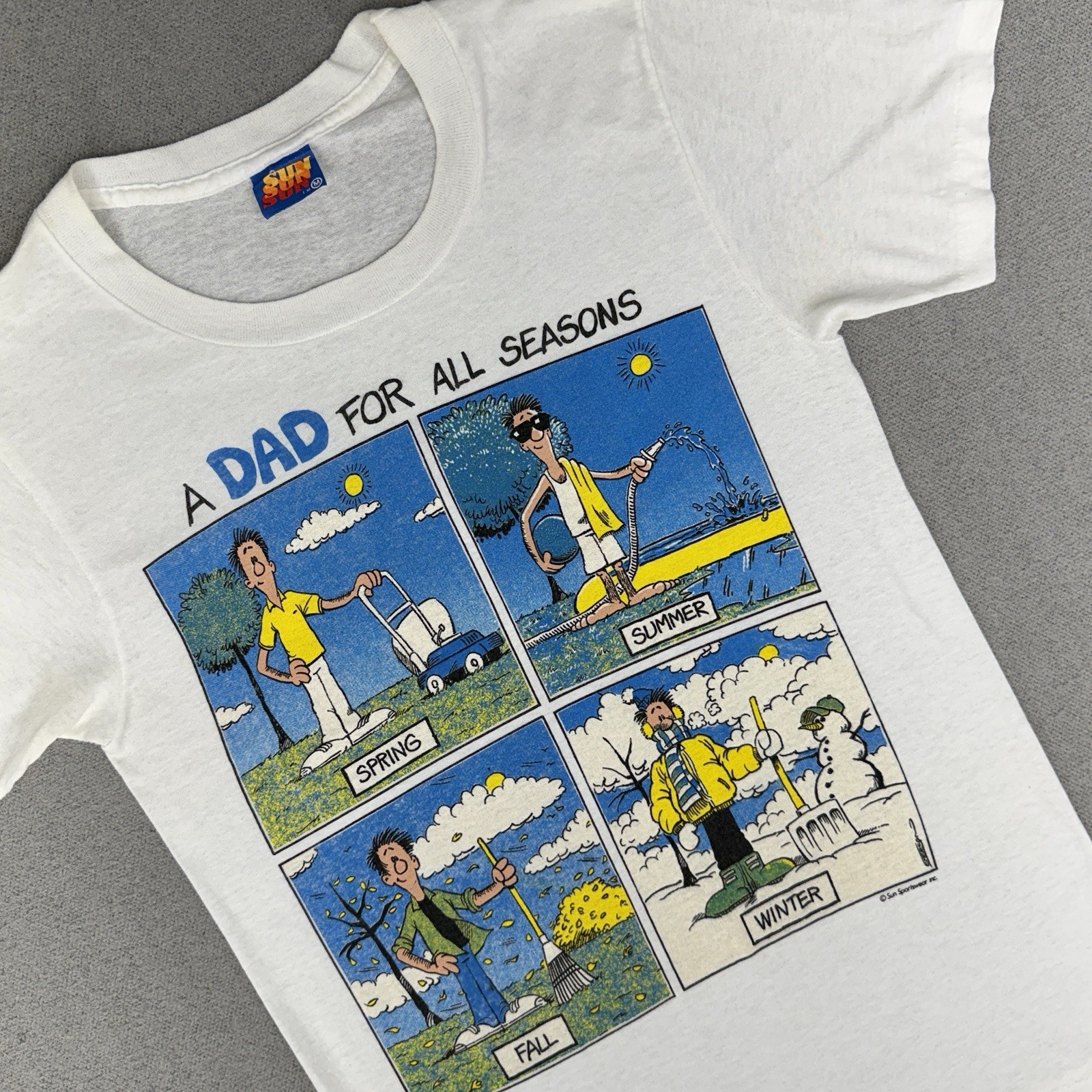 Vintage Sun Sportswear M Thin Shirt 80s Single Stitch Dad Yardwork Cartoon USA Vintage Sun Sportswear M Thin Shirt 80s Single Stitch Dad Yardwork Cartoon USA