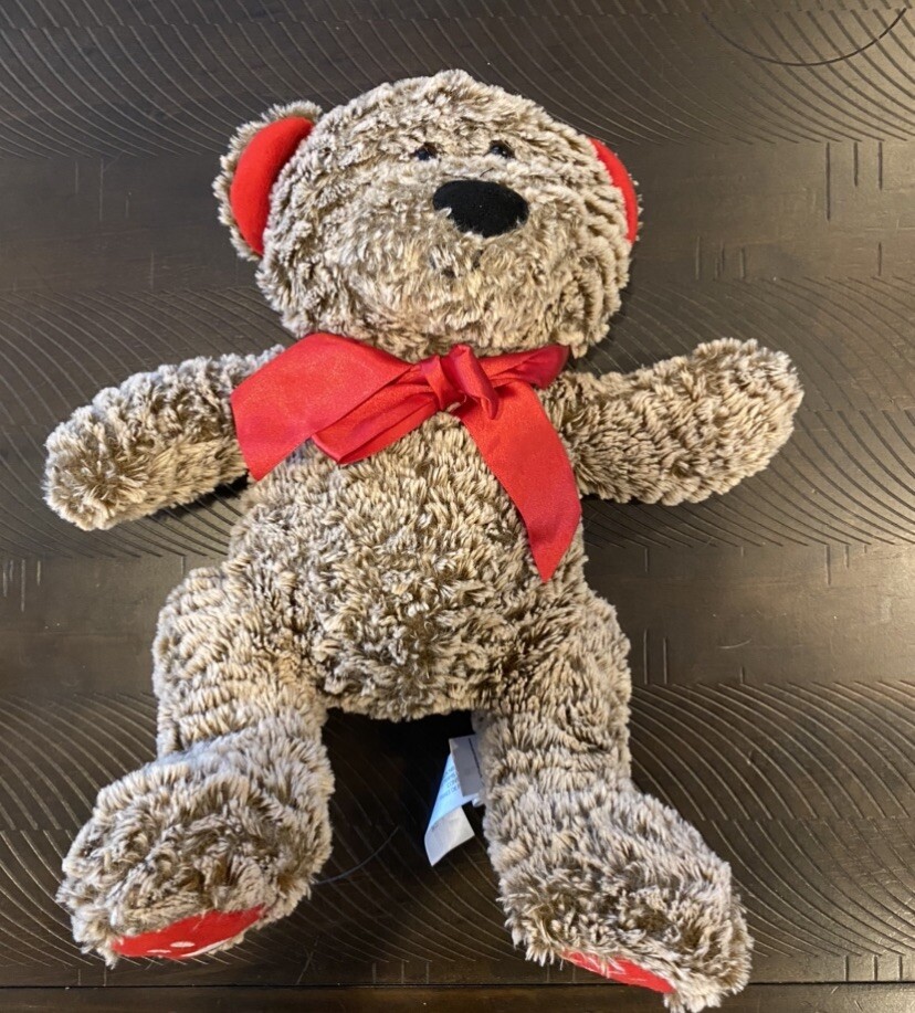 Animal Adventure Teddy Bear Plush Stuffed Animal Brown Tan Red Bow Heart Footpad