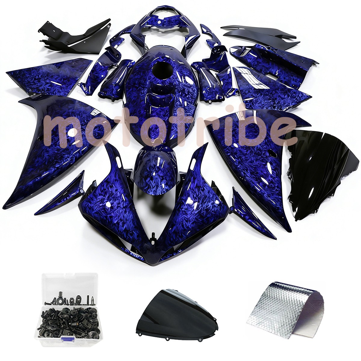 Blue Forged Carbon Fiber Fairings w/ Bolts For Yamaha YZF R1 2009 2010 2011 USA