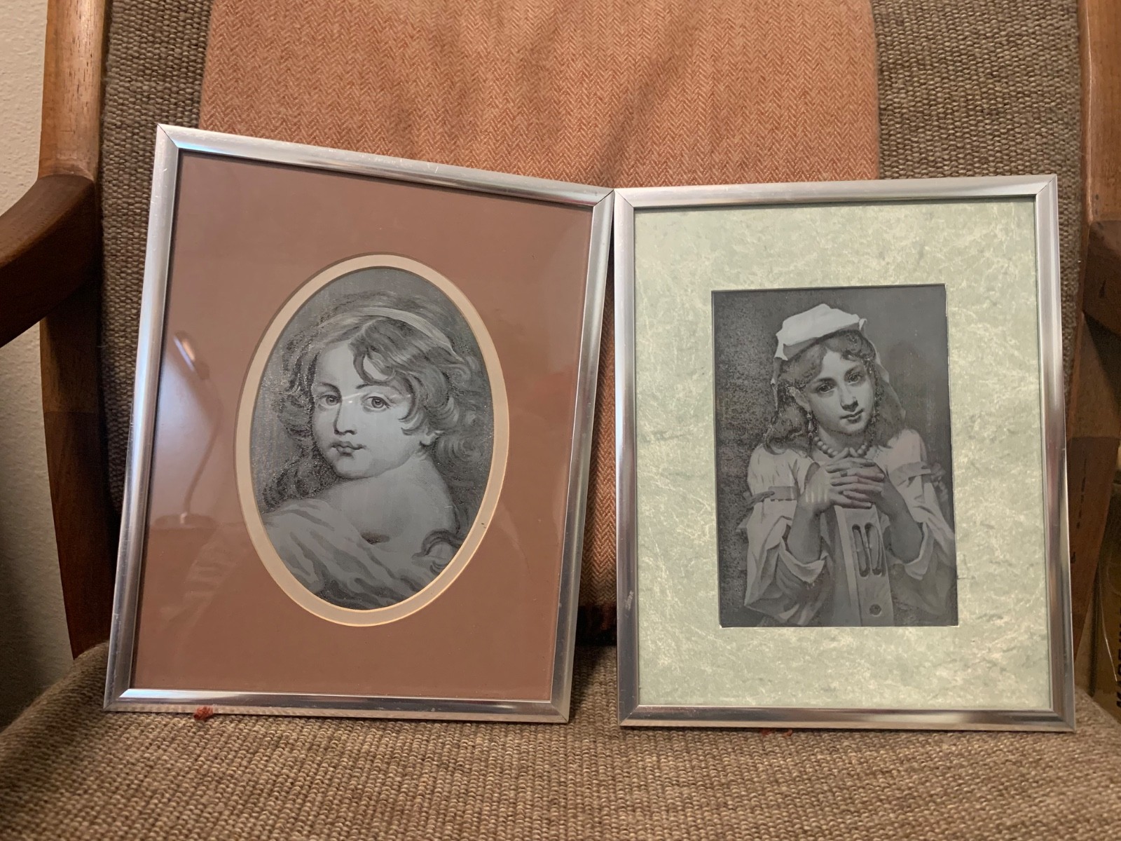 VTG SET OF METAL ETCHING LITO FRAMED LADIES MATTED WITH VTG METAL FRAMES