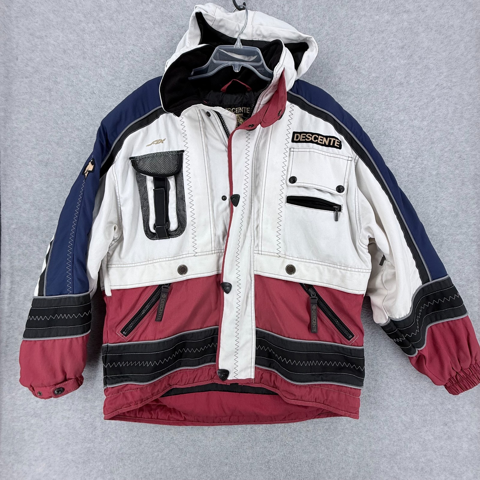 Vtg Descente Ski Jacket Men Large Red Blue Reflective Colorblock Heavy Hong Kong