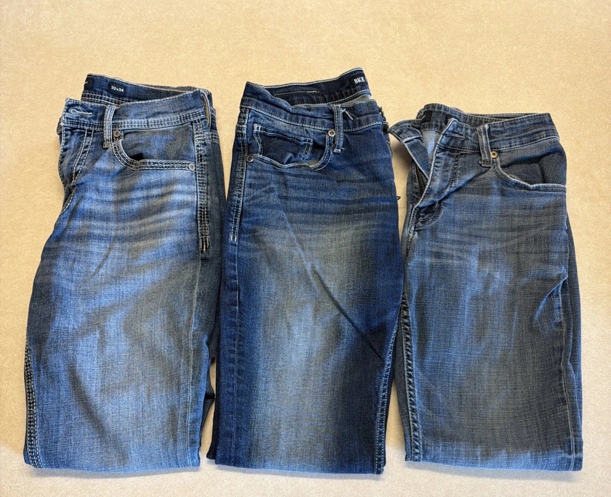 BKE Buckle Jake Straight Jeans Men Size 32X34 Blue Straight Leg Denim LOT 3
