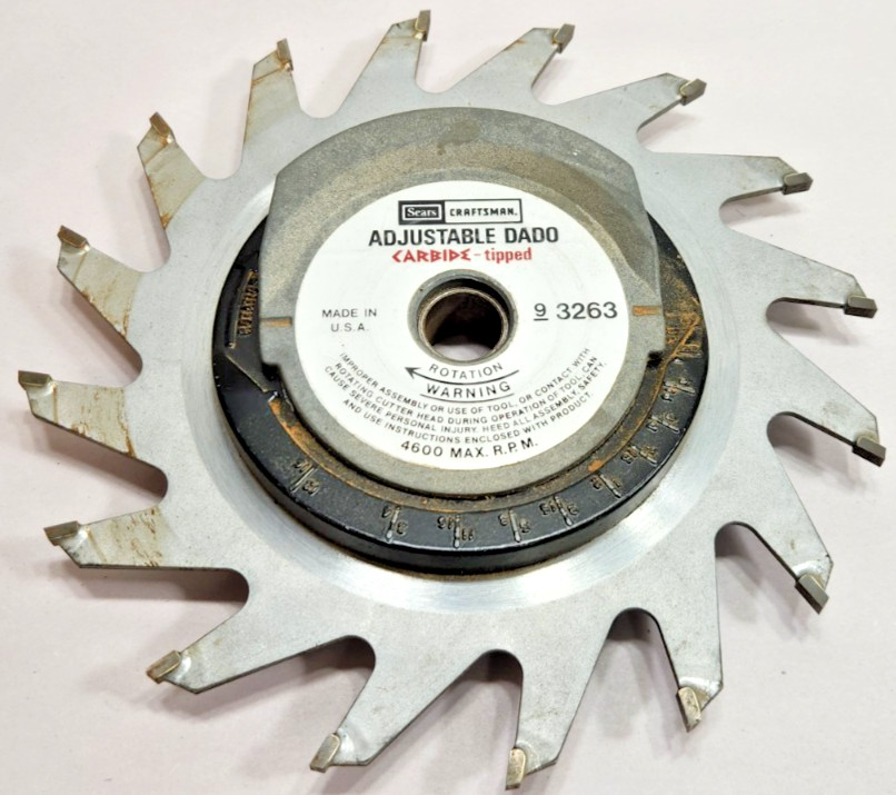 VINTAGE SEARS CRAFTSMAN 7 INCH ADJUSTABLE CARBIDE-TIPPED DADO BLADE 9-3263 #353