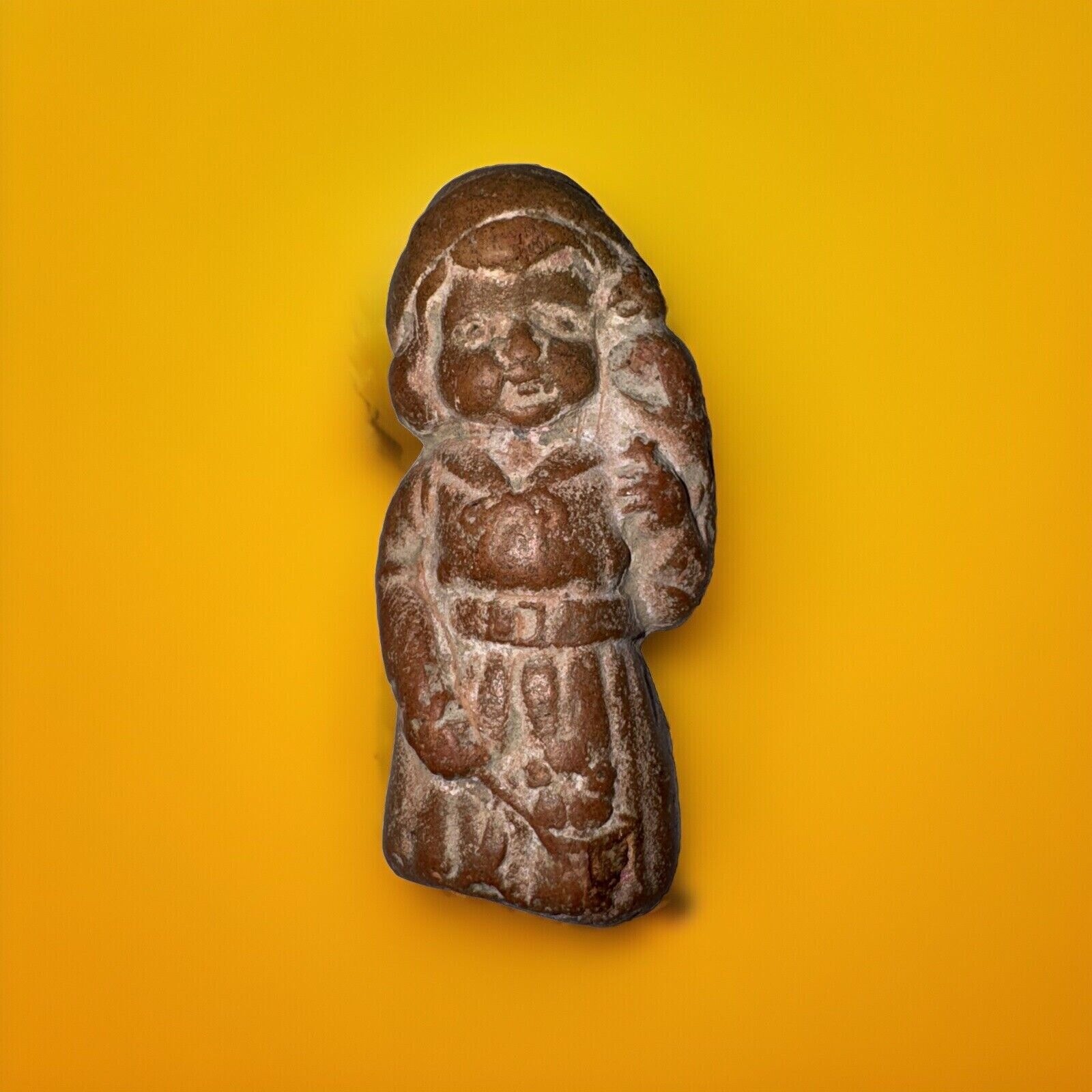 Rare Early Century 3” Carved Stone Girl Match Striker Primitive Rustic France