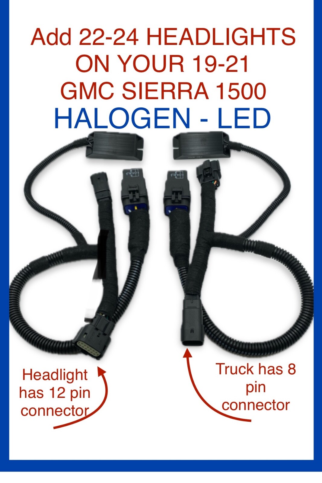2019 - 2022 GMC SIERRA 1500 Headlight Conversion Adapter to 2023 - 2026 LED