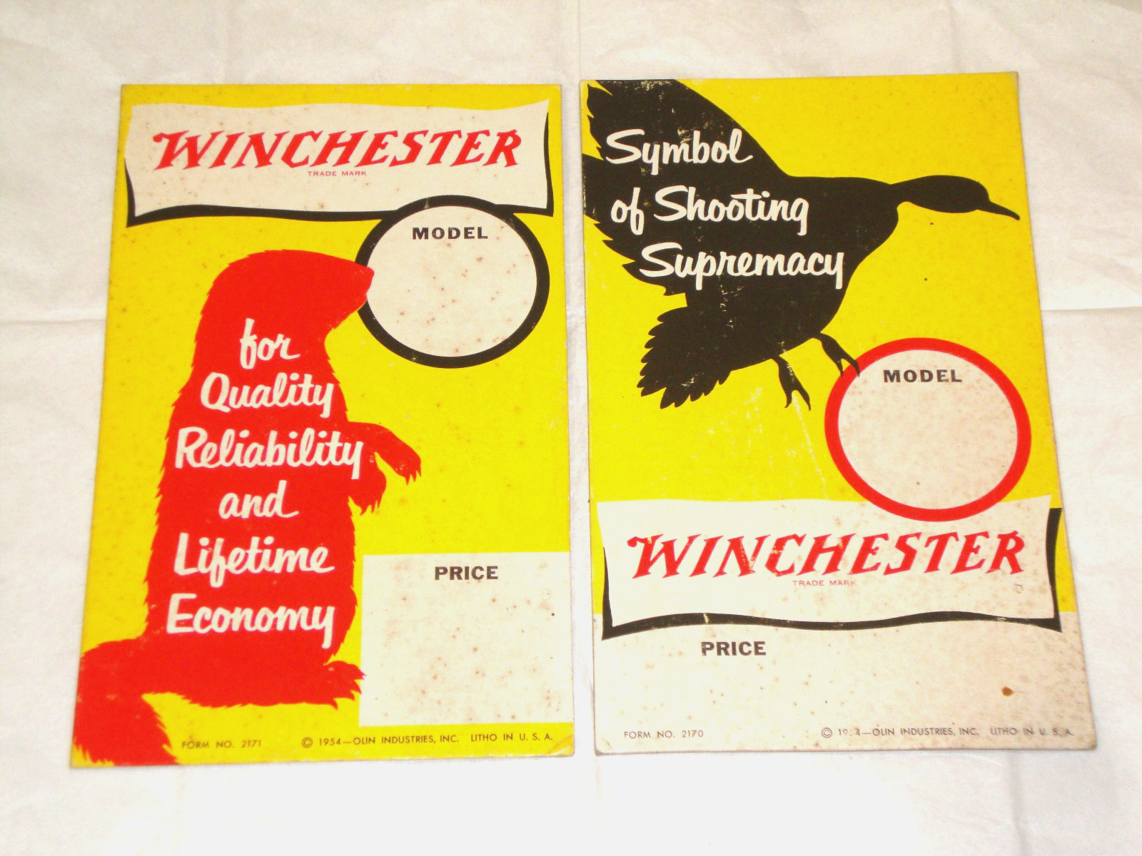 2 VINTAGE 1954 WINCHESTER CARDBOARD STORE DISPLAY, SHELL BOX OR AMMO BOXES
