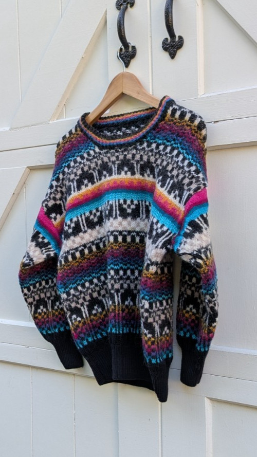 Vintage 80s 90s Neon Rainbow Fair Isle Chunky Knit Crewneck Sweater M L Vintage 80s 90s Neon Rainbow Fair Isle Chunky Knit Crewneck Sweater M L