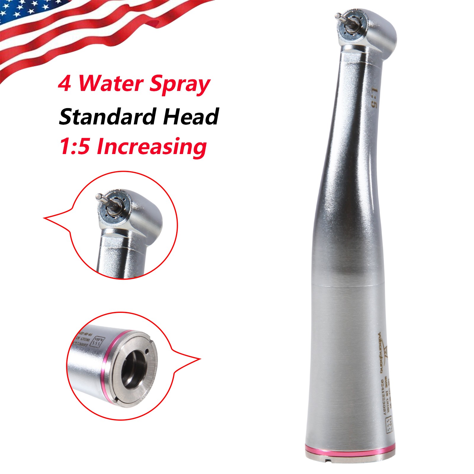 Mini 45° Dental 1:5 /1:4.2 Increasing Fiber Optic LED Contra Angle Handpiece