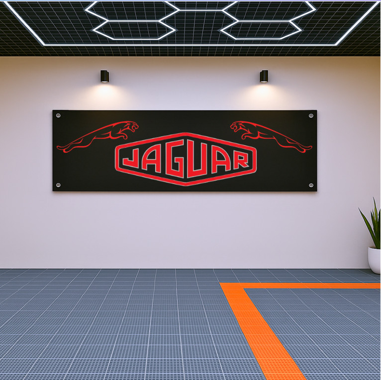 Jaguar Retro Racing Wall Banner – Bold Acrylic Sign with Classic Leaping