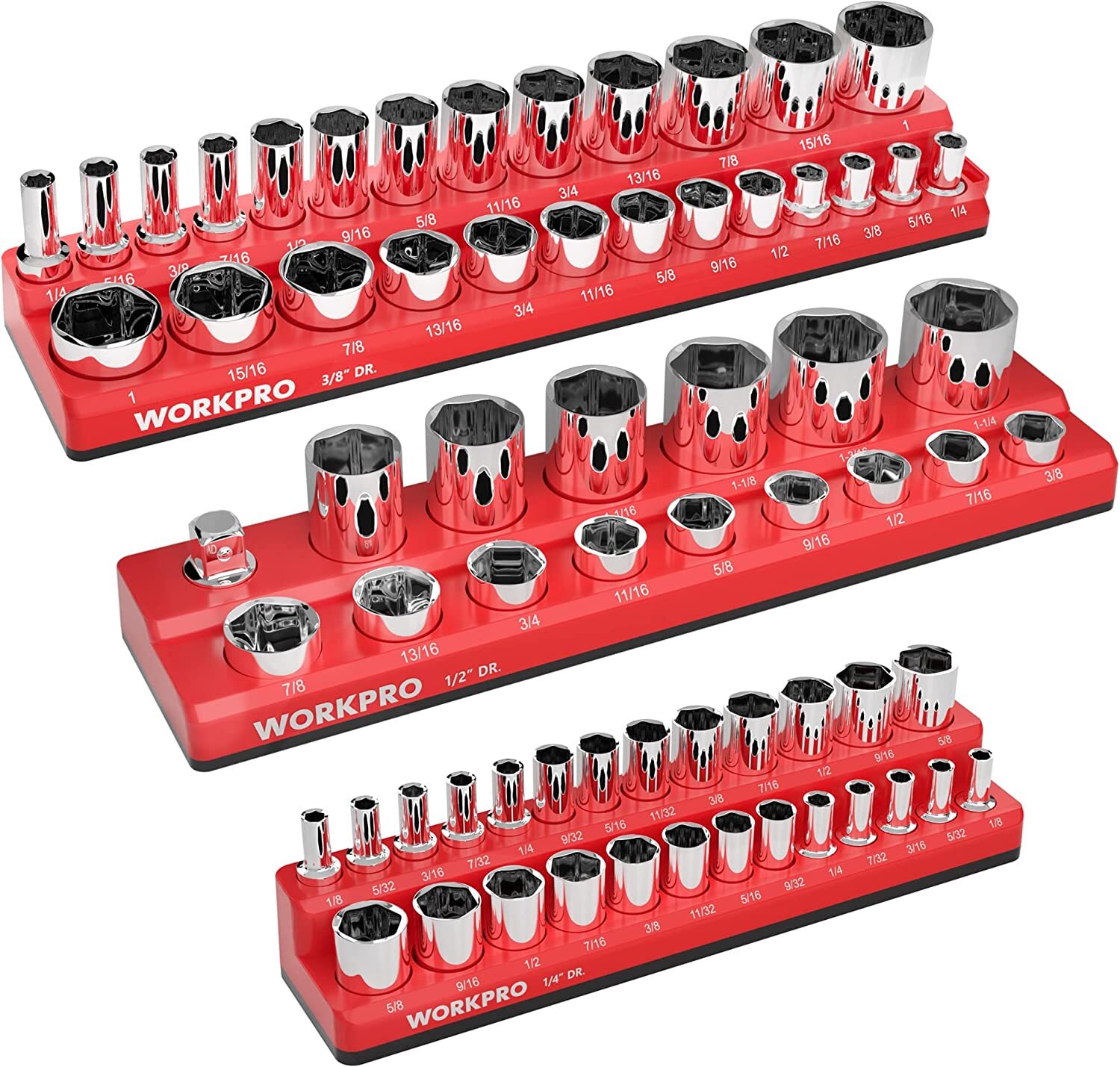 WORKPRO 3PCS/6PCS Magnetic Socket Organizer Holder Set 1/4\ WORKPRO 3PCS/6PCS Magnetic Socket Organizer Holder Set 1/4\