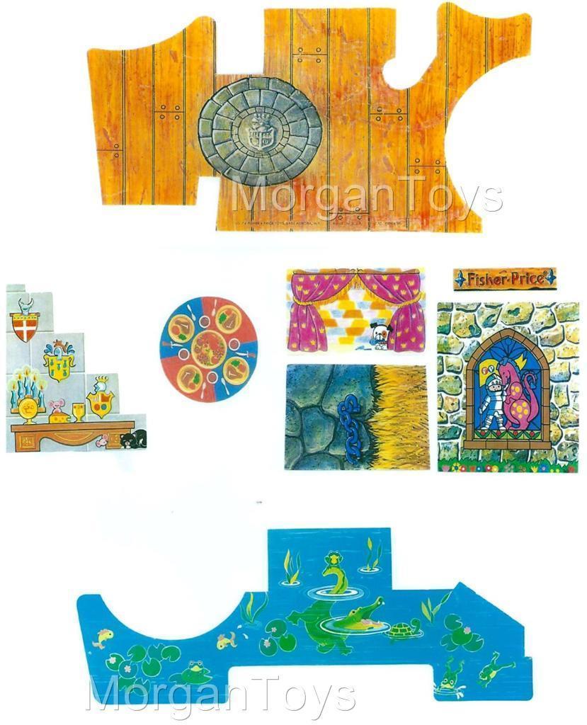 VINTAGE LITTLE PEOPLE FISHER-PRICE CASTLE 993 REPLACEMENT LITHOS STICKERS DECALS
