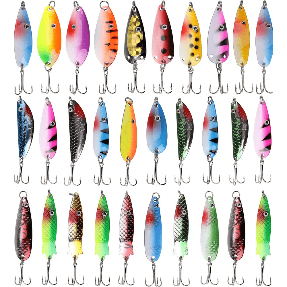 30pcs Fishing Spoons Metal Lures Casting Fishing Spinner Baits Trout Trolling 30pcs Fishing Spoons Metal Lures Casting Fishing Spinner Baits Trout Trolling