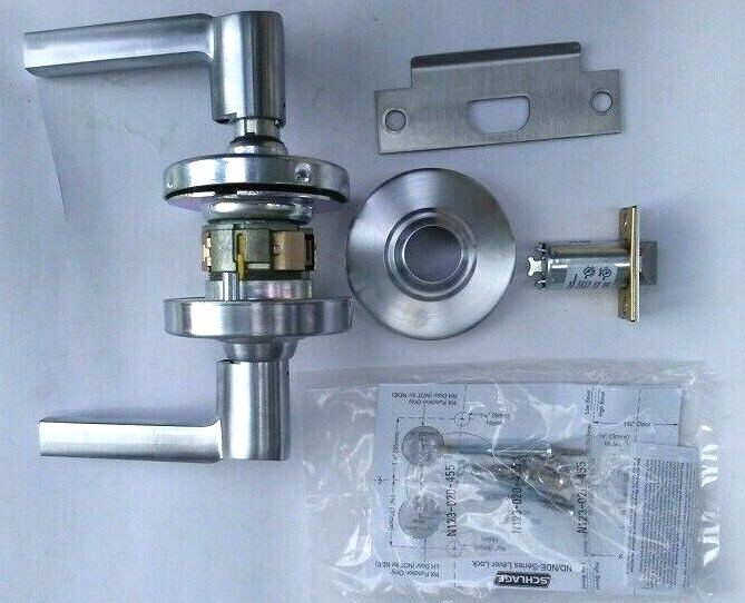 Schlage ND40S LAT 626 Bath/Bedroom Privacy Lock w/ D Spring Latch Brushed Chrome