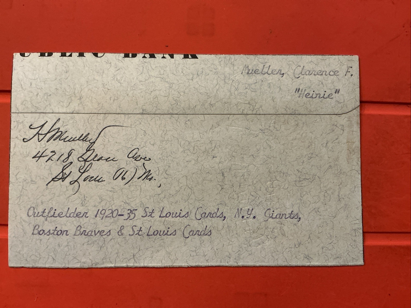 Heinie Mueller🔥🔥MLB Debut: 1920 St. Louis Cardinals 🔥🔥Autograph Cut🧢 Heinie Mueller🔥🔥MLB Debut: 1920 St. Louis Cardinals 🔥🔥Autograph Cut🧢
