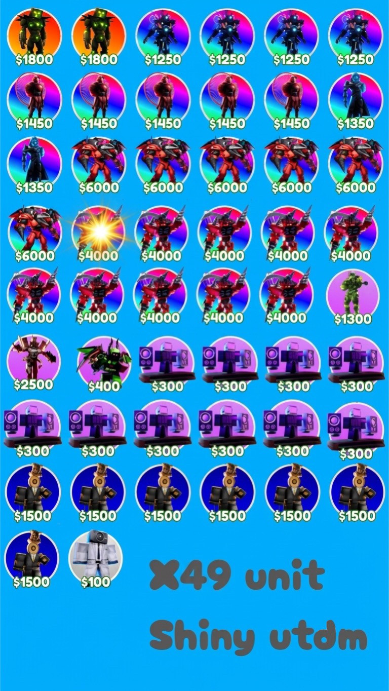 🚽  TTD 1B + Value Units Pack 🔥 Shiny UTDM - Toilet Tower Defense - Cheap⚡
