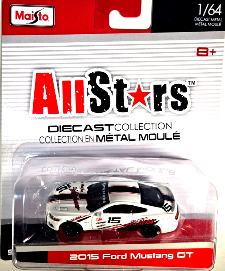2015 MAISTO ALL STARS 2015 FORD MUSTANG GT White #15 1:64 Diecast Carded NM