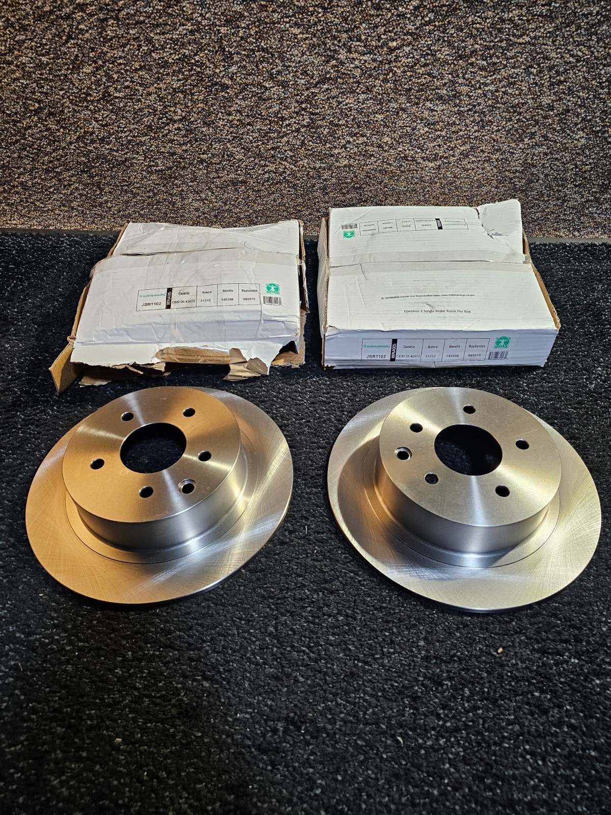 (QTY 2) PowerStop JBR1102 Plain Solid Rear Brake Rotor For 2002-26 Nissan Altima