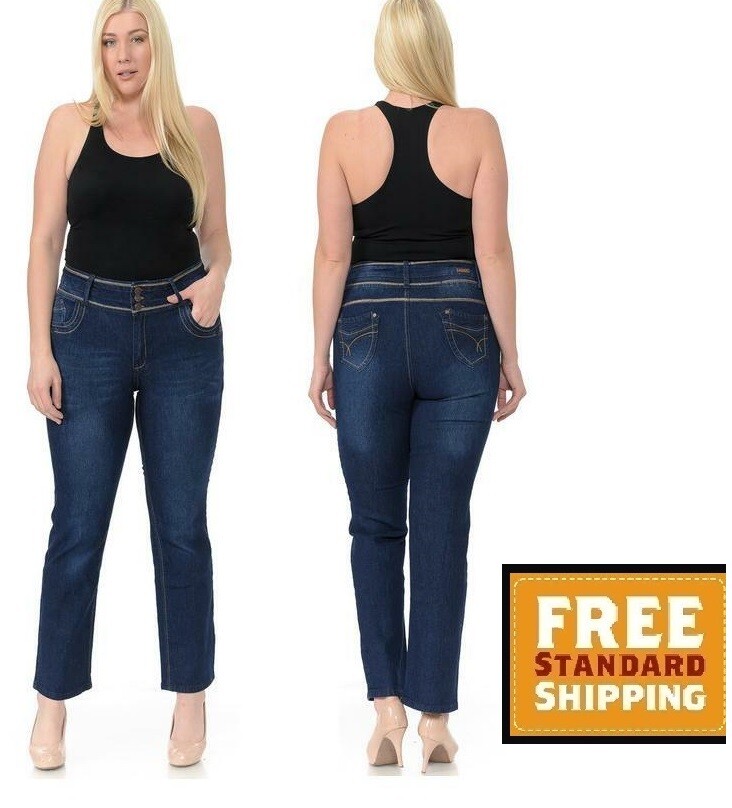 Jack David Womens Plus Size Blue Stretch Denim Jeans Slim bootcut Skinny Jeans