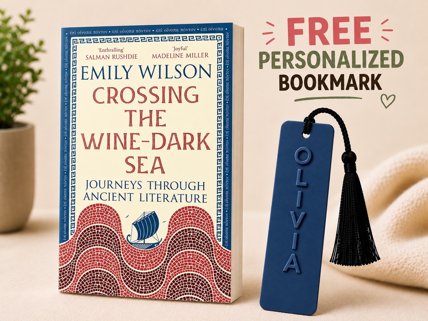 Crossing the Wine-Dark Sea by Emily Wilson Paperback Free Personalized Bookmark