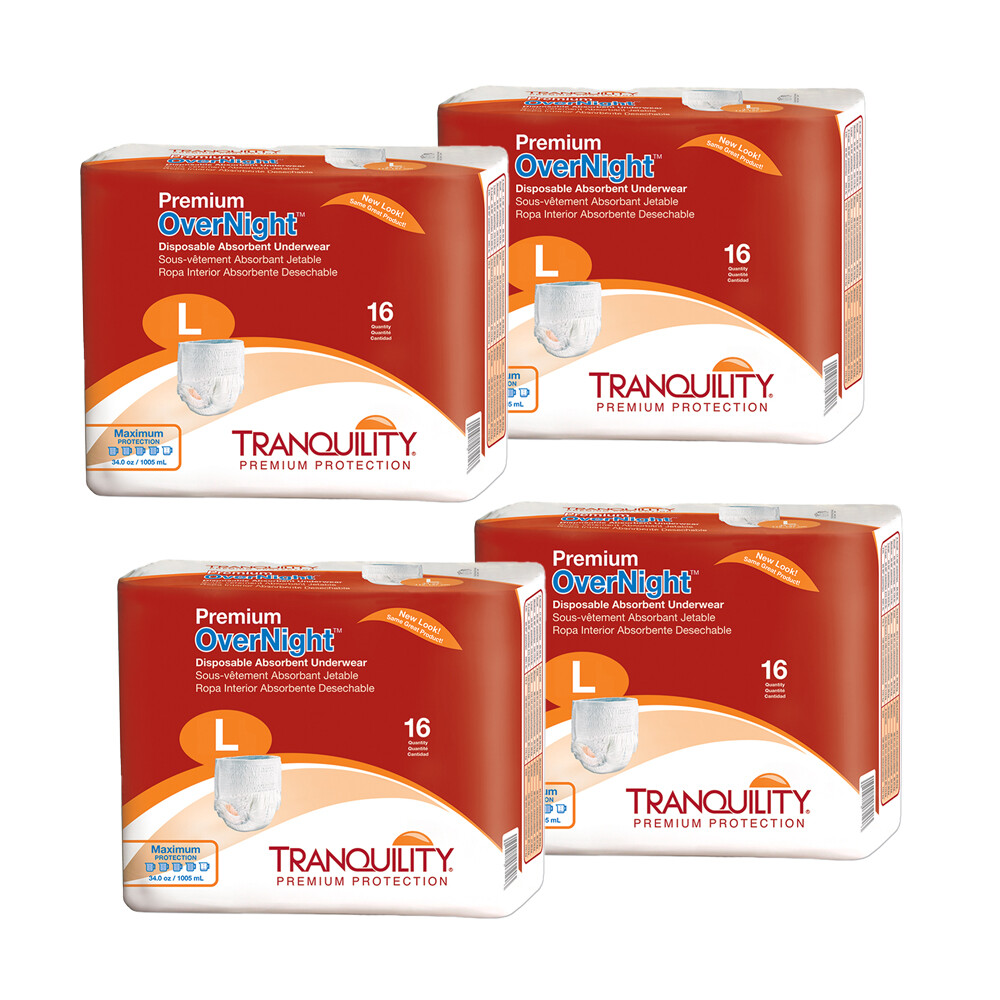 Tranquility Premium OverNight Adult Underwear Large 44\'\'-54\'\' -64/Case