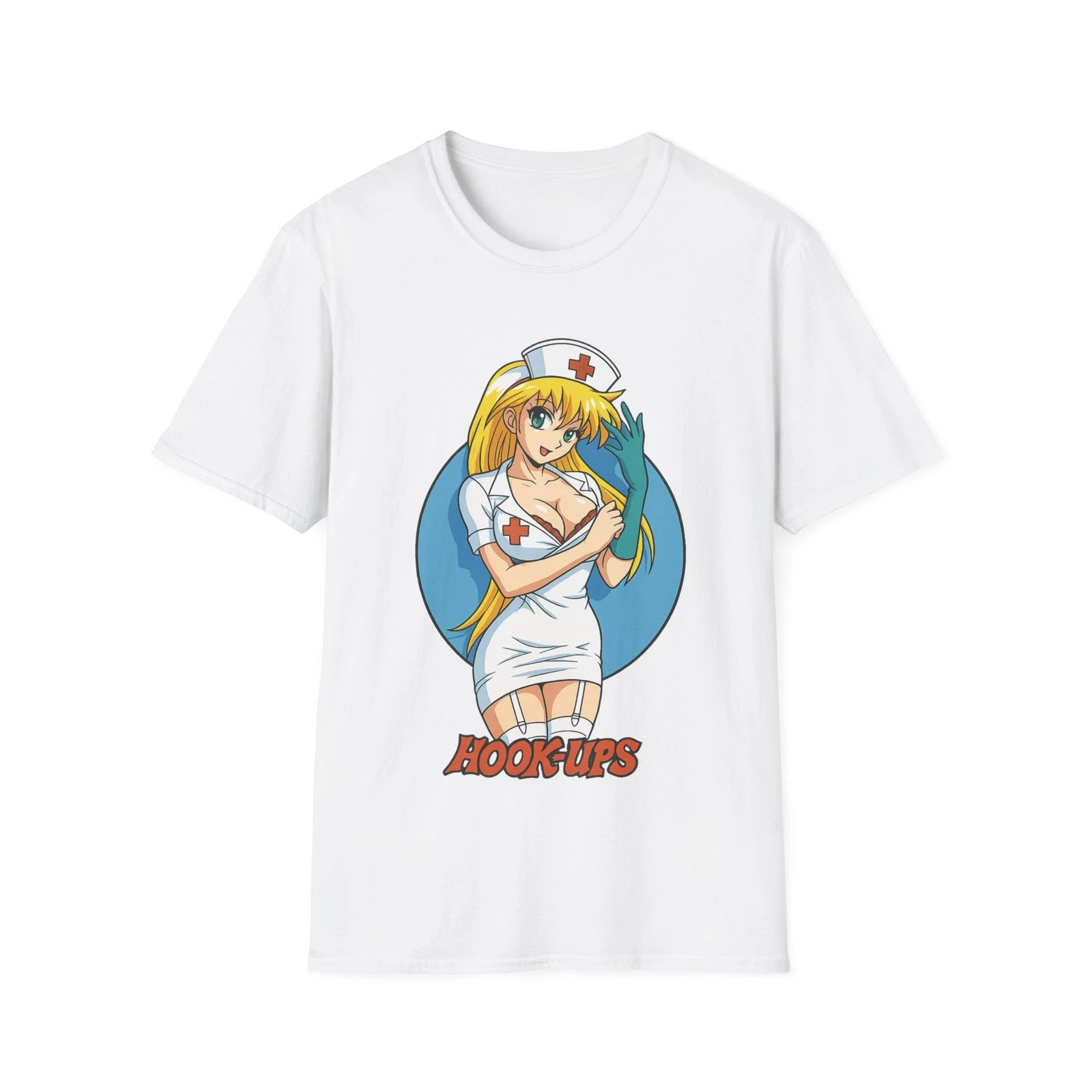 Hook-Ups Nurse Skate Shirt - Retro Anime Style T-Shirt, reprinted on new fabric.