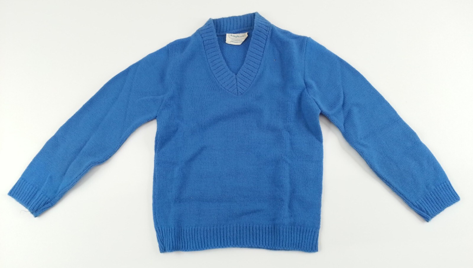  Vtg Original 1970s Tiny World Montgomery Ward Kids NO SIZE V Neck Blue Sweater