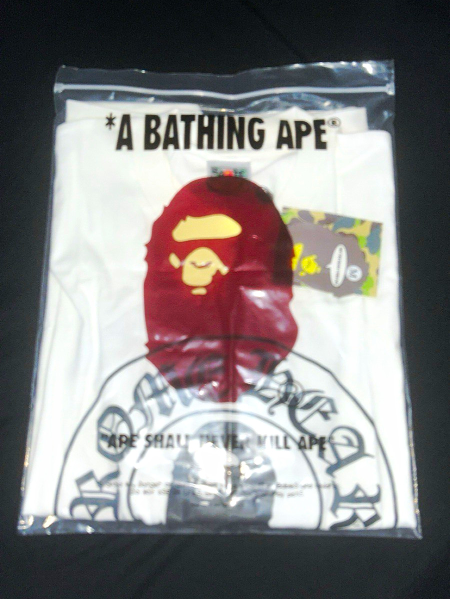 A Bathing Ape BAPE Ape Head Graphic Logo Crew Neck T-Shirt Men’s M White/Black