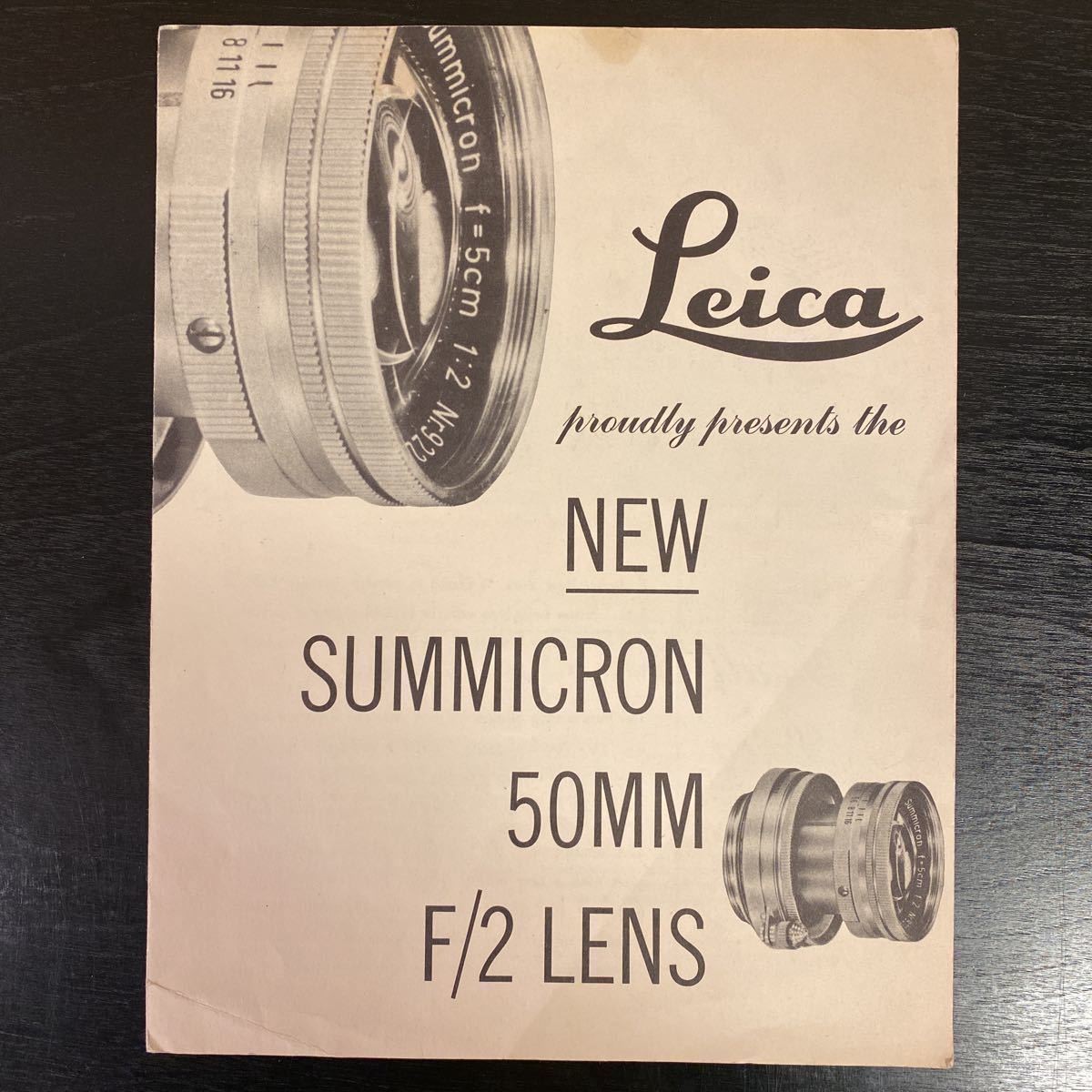 Used Leica Related Rare Material proudly presents the New Summicron 50mm F/2 Len