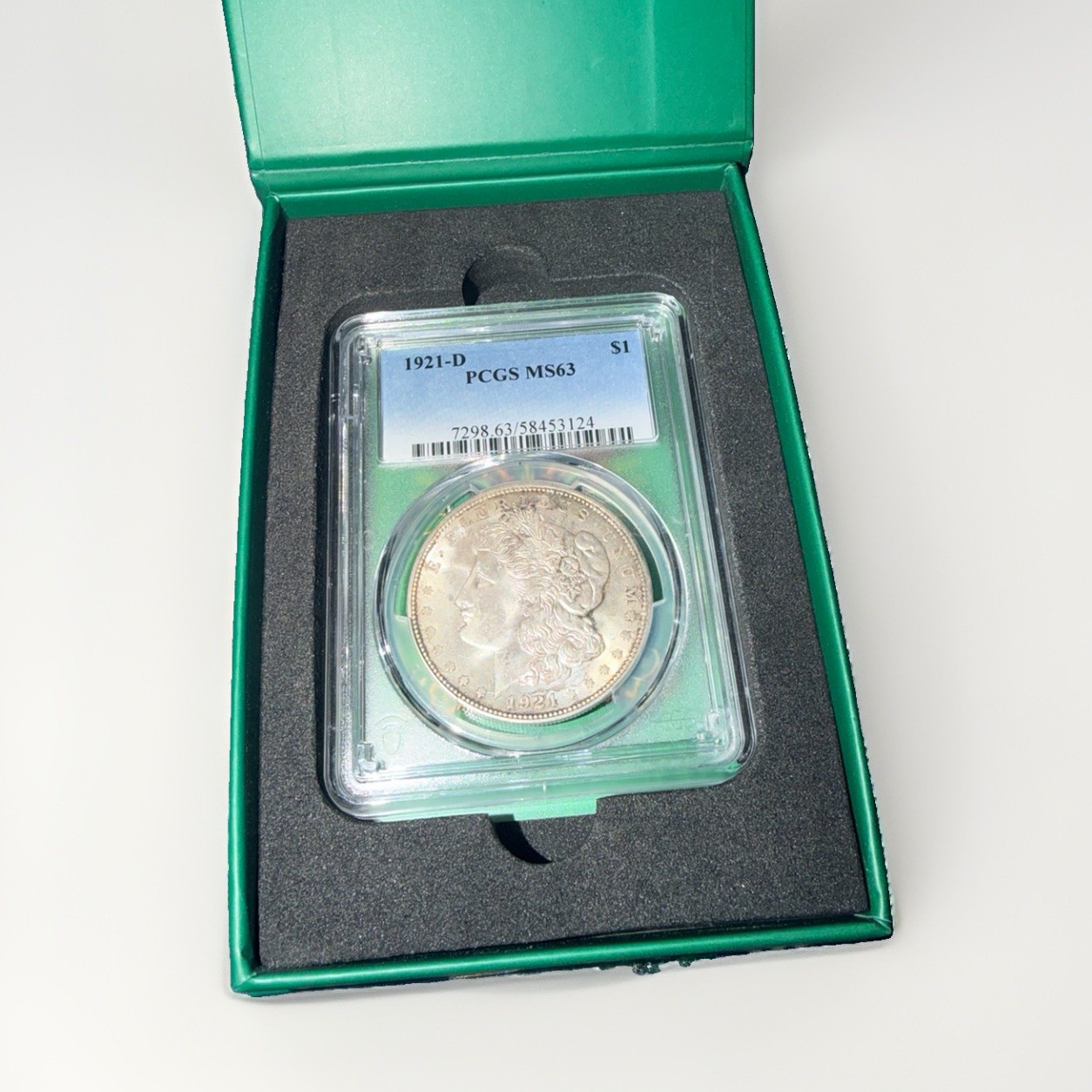 1921-D Morgan Silver Dollar $1 Silver 0.9 PCGS MS63 - Better Date - KM#110