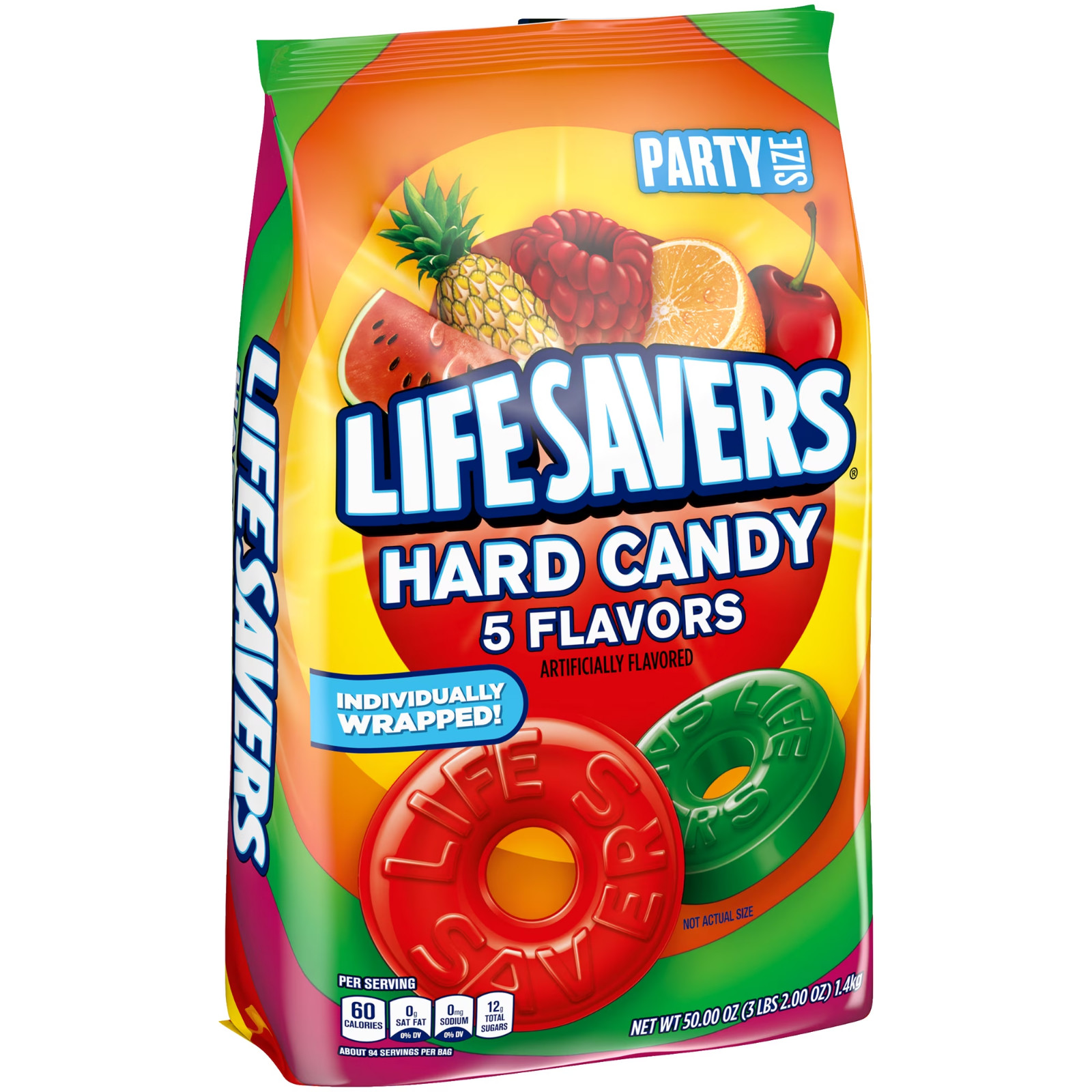 LIFE SAVERS Hard Candy, 5 Flavors Individually Wrapped Fruit Candy, Party, 50 oz