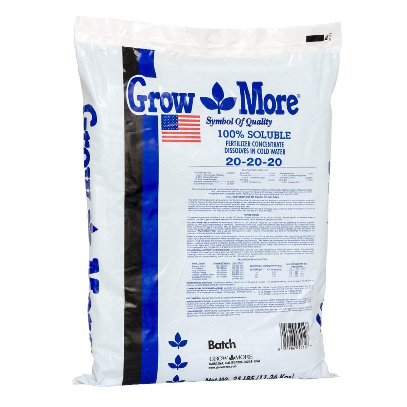 All Bag Purpose Soluble Fertilizer Grow 25Lb 20-20-20 - Water Fertilizer More of