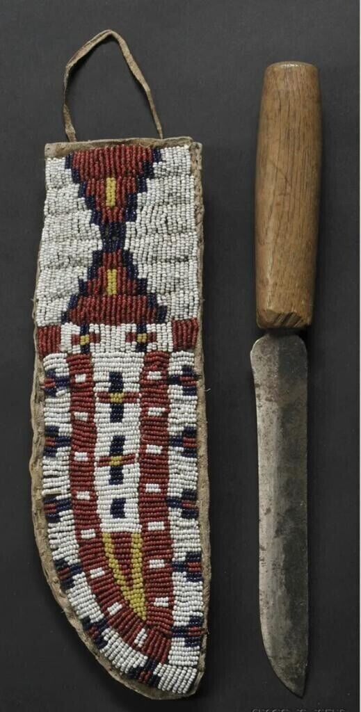 Antique Style Indian Beaded Knife Cover Native American Leather Knife Sheath